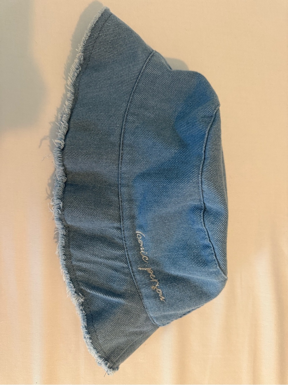 Zara Light Blue Denim Bucket Hat with Frayed Brim
